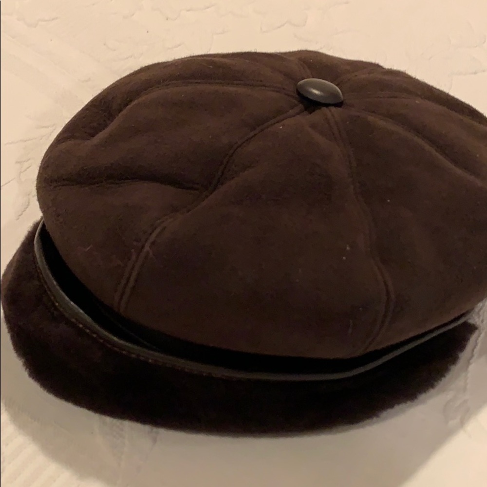 Brown Leather/Suede Winter Hat